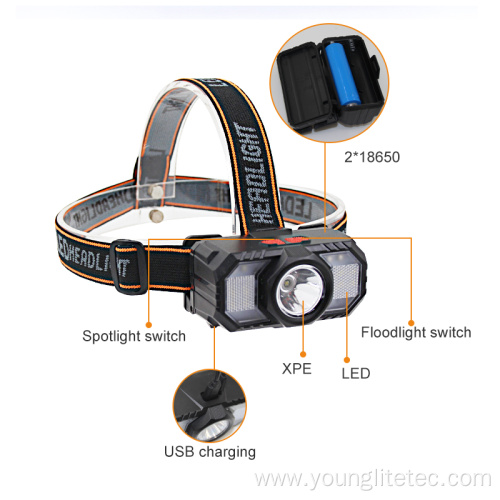 2 Watts promotion rechargeable headlamp